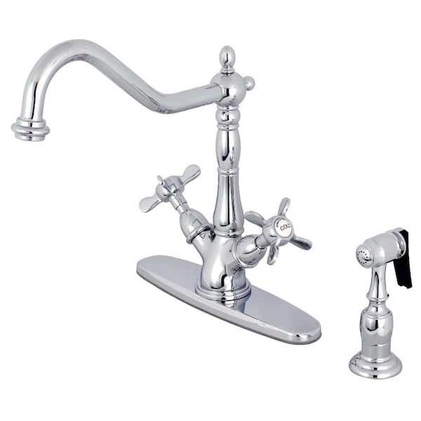 Mono Deck Mount Kitchen Faucet W/ Brass Sprayer, Chrome